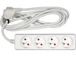 PRZEDŁUŻACZ ELEKTRYCZNY, BIAŁY, 4 GNIAZDA Z UZIEMIENIEM, 3M