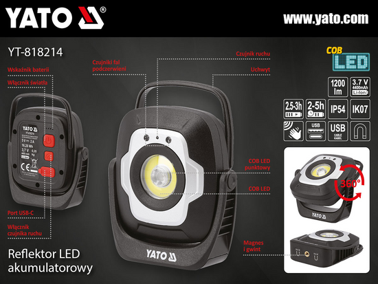 VUELO PORTÁTIL 10W 1200LM, SENSOR DE MOVIMIENTO