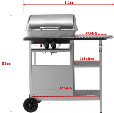 GRIGLIA A GAS PER FORNO, 2 FUOCHI 5,5KW INOX