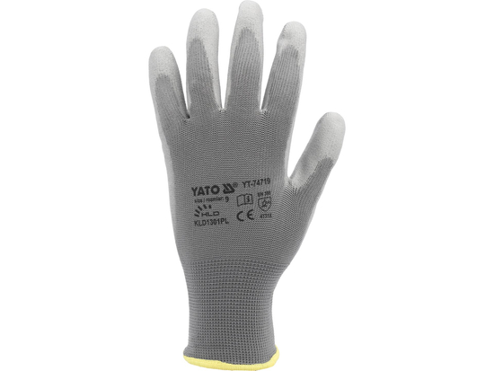 GUANTES DE PROTECCIÓN DE POLIÉSTER, RECUBIERTOS DE PU, TALLA 9