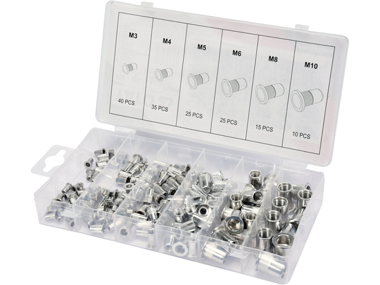 JEU D'ÉCROUS À RIVETER EN ALUMINIUM M3- M10, 150 PCS