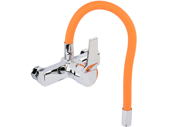 BATERIA ZLEWOZMYWAKOWA ŚCIENNA Z ELASTYCZNĄ WYLEWKĄ FLEXIBLE ORANGE