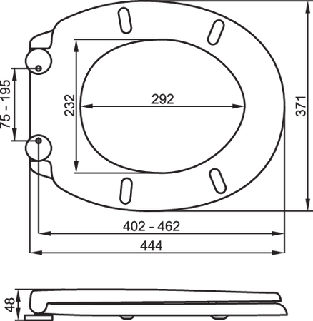 UNIVERZÁLIS POLIPROPILÉN LASSAN ZÁRÓ WC-ÜLÉK EGY GOMBOS KISZERELÉSVEL