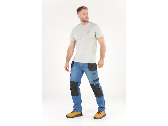 PANTALONE DA LAVORO MONTATO JEANS STRETCH BLU SCURO TAGLIA. 2XL