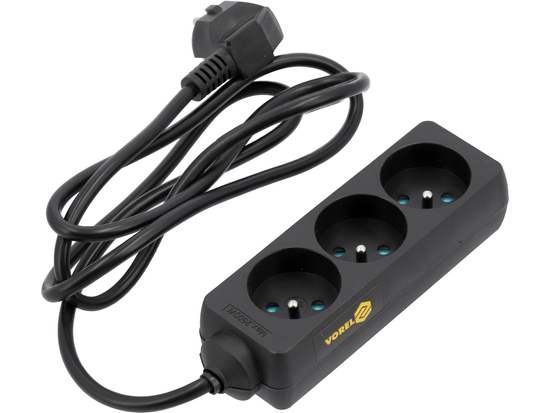 CABLE DE EXTENSIÓN ELÉCTRICA NEGRO 3 TOMAS CON PUESTA A TIERRA 1,5M