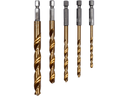 JUEGO DE BROCAS PARA METAL RECUBIERTO DE TITANIO SET 4-10MM, 5 UNIDADES. MANGO HEXAGONAL 1/4''
