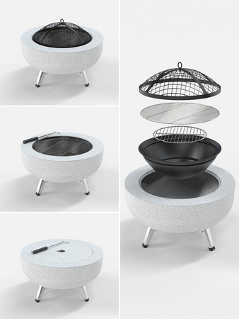 STEEL FIRE PIT 3IN1 WITH GRID 43.5CM