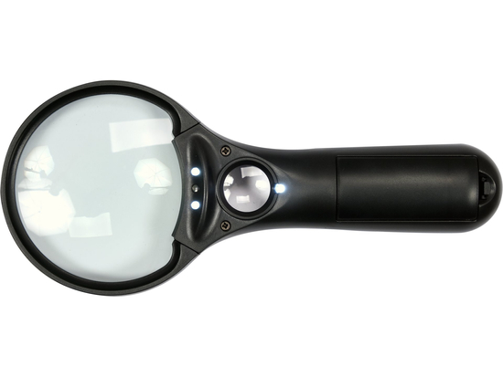 DIDINIMAS SU DU LENŠU 3,5X/45X SU LED FONINIU APŠVIETIMA 3 AAA BATERIJAMS