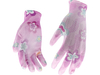 GARDEN POLYESTER GLOVES WITH PU PALM COATING WITH LIGHT ROSE FLOWER PRINTING
