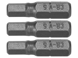 SCREWDRIVER BITS 1/4 25MM HEX H5 3PCS