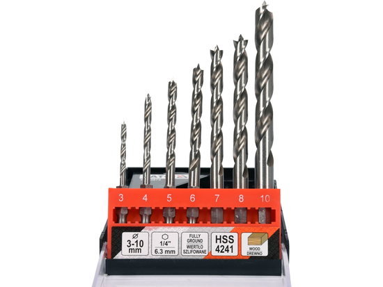 JUEGO DE BROCAS ESPIRAL PARA MADERA HEXAGONAL 3-10MM