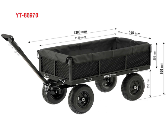 WÓZEK OGRODOWY XL 450KG Z POKROWCEM KOŁA 13"