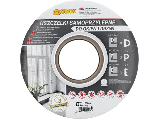 JOINT POUR FENÊTRES ET PORTES, EPDM, TYPE D, MARRON, 100M