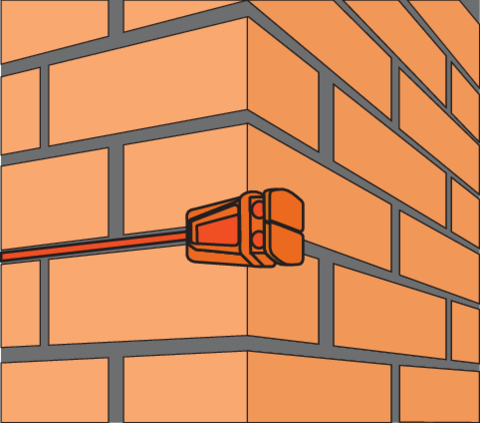 DEUX SUPPORTS D'ANGLE POUR CÂBLE DE MAÇONNERIE + CÂBLE 18 M