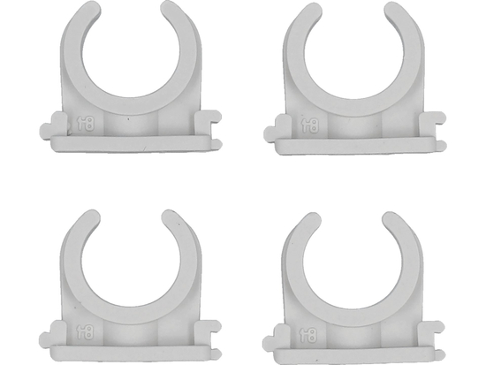 SUPPORTS, MONTAGE, CLIPS D'INSTALLATION, OUVERTS POUR TUYAUX DE 18MM, 4 PCS.