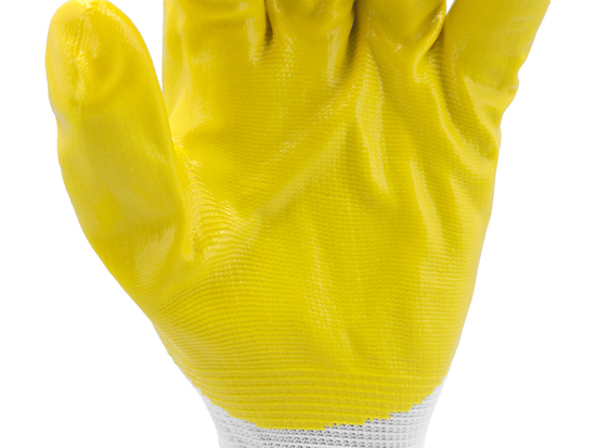 GUANTI DI PROTEZIONE IN POLIESTERE RIVESTITI IN NITRILE ANTIOLIO TAGLIA 9