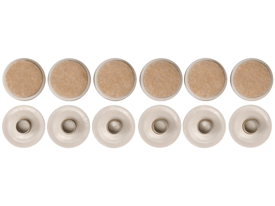 RONDELLE EN PLASTIQUE ET FEUTRE POUR PIN 22MM, 12 PCS.