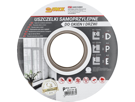 SEAL FOR WINDOWS AND DOORS EPDM TYPE P BROWN 100M