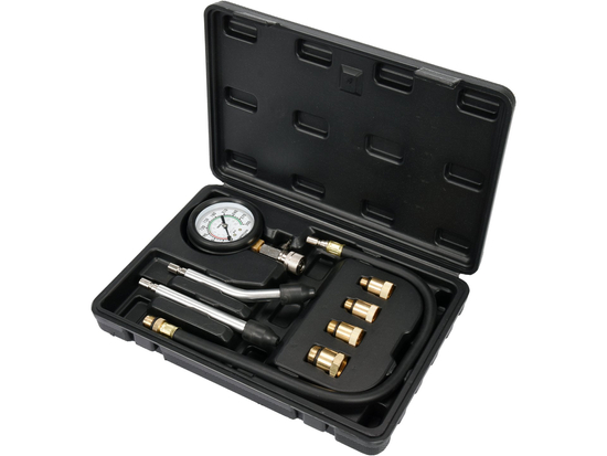 MANOMÈTRE DE PRESSION DE COMPRESSION POUR MOTEURS ESSENCE 8 PIÈCES COMPREND DES ADAPTATEURS.