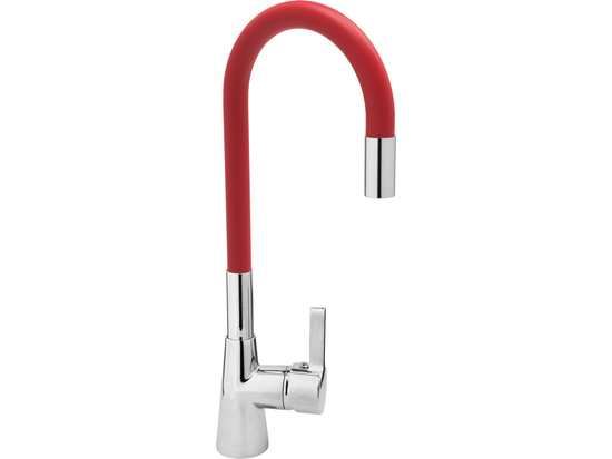 СМЕСИТЕЛ ЗА МИВКА С ГЪВКАВ ЧУЧУР - 'FLEXIBLE' RED