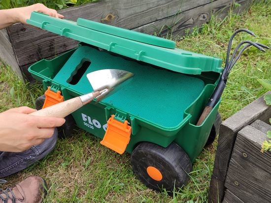 GARDEN CART WITH 360° SEAT AND STORAGE