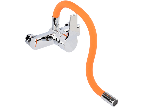 BATERIA ZLEWOZMYWAKOWA ŚCIENNA Z ELASTYCZNĄ WYLEWKĄ FLEXIBLE ORANGE