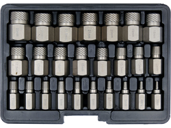 ZESTAW WYKRĘTAKÓW DO USZKODZONYCH ŚRUB WEWNĘTRZNYCH HEX, TORX, SPLINE ZAWIERA 25 ELEMENTÓW