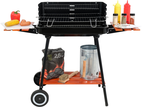 CHARCOAL GRILL WITH SHELVES GRID 53*33CM