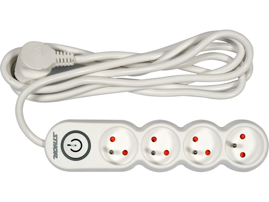 RALLONGE MULTIPRISE 4 PRISES AVEC INTERRUPTEUR DE MISE À LA TERRE 3M 1,5MM2