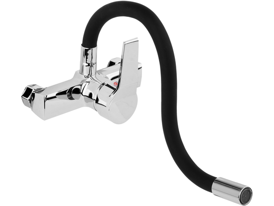 WALL MOUNTED KITCHEN FAUCET WITH BLACK FLEXIBLE SPOUT
