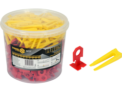 SISTEMA CLIPS + CUNEI PER LIVELLARE PIASTRELLE 3MM, IN SECCHIO DA 300 + 100 PZ.