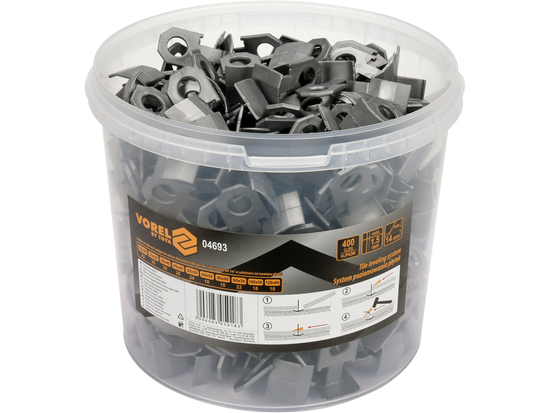 SYSTÈME, CLIPS POUR NIVELLEMENT CARREAUX 1,5MM, 400 PCS. DANS UN SEAU