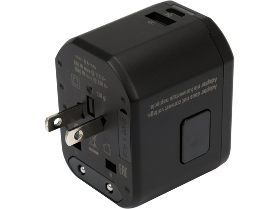 ADAPTATEUR DE VOYAGE UNIVERSEL POUR PLUS DE 150 PAYS AVEC CHARGEUR USB RAPIDE Q.C. 3.0, 20W
