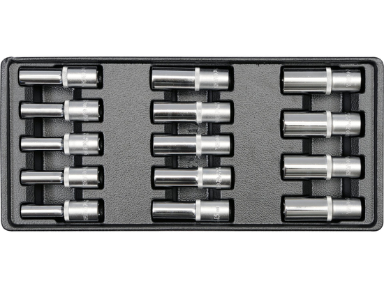 INSERT DE TIROIR DOUILLES LONGUES 8-21MM 1/2'' 14 PIÈCES.