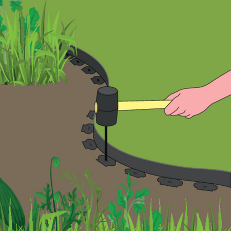 FLEXIBLE LAWN EDGE 40MM 10M WITH FIXING PEGS
