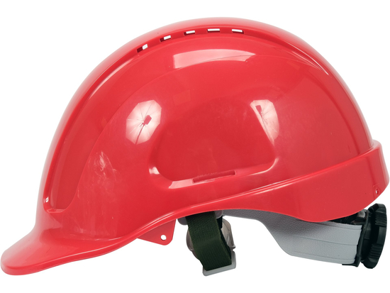 KASK OCHRONNY CZERWONY WYSOKI KOMFORT SZYBKA REGULACJA ABS