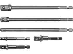 6PCS SET OF SOCKET ADAPTERS HEX SHANK 1/4", 3/8", 1/2"