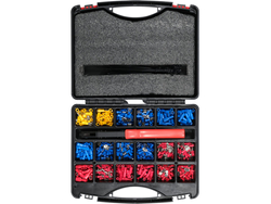 CONJUNTO DE CONECTORES ELÉTRICOS COM FERRAMENTA DE CRIPAGEM. O CONJUNTO CONTÉM 551 ELEMENTOS.