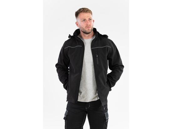 VESTE SOFTSHELL À CAPUCHE TAILLE OBSIDIENNE. M