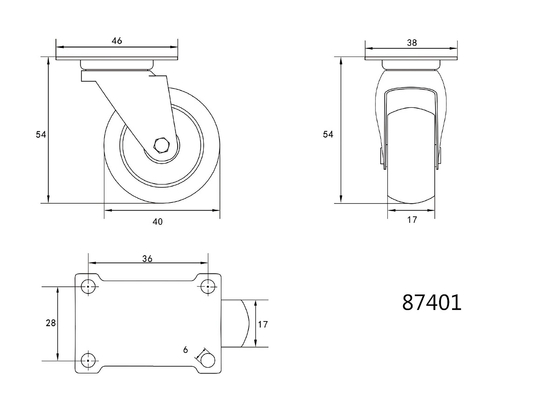 STURES RATS AR MELNU GUMIJU 40MM