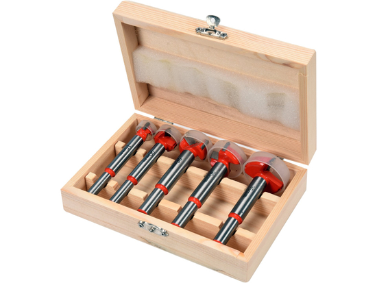 CONJUNTO DE BROCAS PARA MADEIRA PARA DOBRADIÇAS 15-35MM 5 UNIDADES.