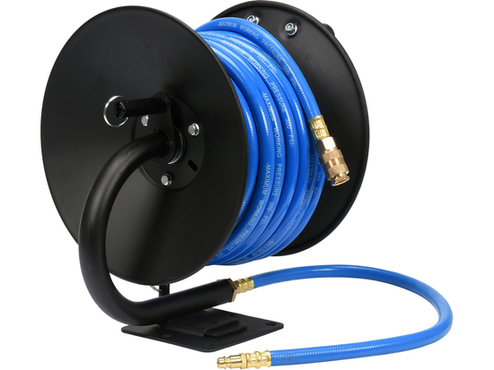 TUYAU PNEUMATIQUE SUR ENROULIER 10MM X 15M AVEC RACCORDS RAPIDES