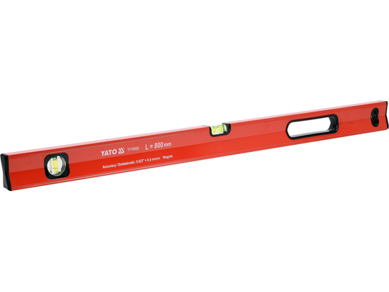 POZIOMNICA MAGNETYCZNA 800 MM, PROFIL ALUMINIOWY, LAKIEROWANY, DWIE LIBELLE, UCHWYT, DOKŁADNOŚĆ 0,5 MM/M