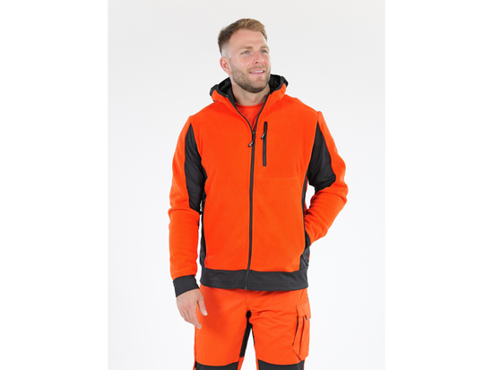 POLAIRE À CAPUCHE CERF, ROUGE, TAILLE. 2XL