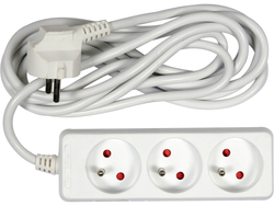 CAVO ELETTRICO PROLUNGA BIANCO 3 PRESE CON TERRA 3M