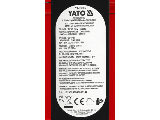 BATTERY CHARGER & JUMP STARTER 12/24V 20-1000A