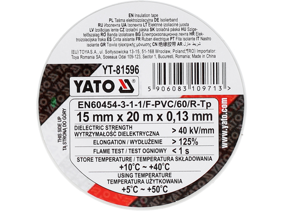 ELEKTROMOS SZIGETELŐ SZALAG 15MMX20MX0,13MM FEHÉR