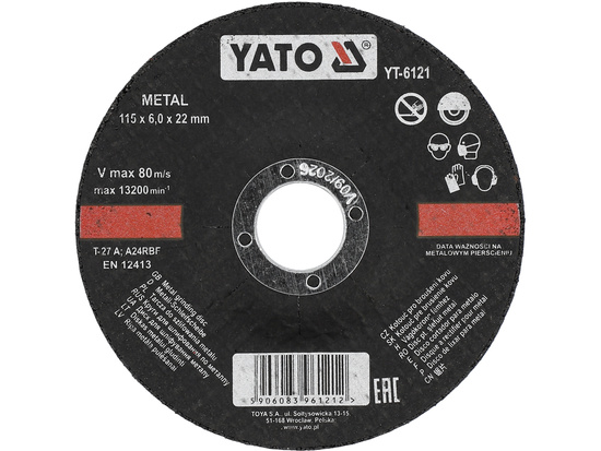 DISCO DE DESBASTE PARA METAL 115X6,0X22 MM / 5 UNDS.