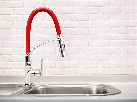 ROBINET D'ÉVIER AVEC BEC FLEXIBLE FLEXIBLE 2-ROUGE