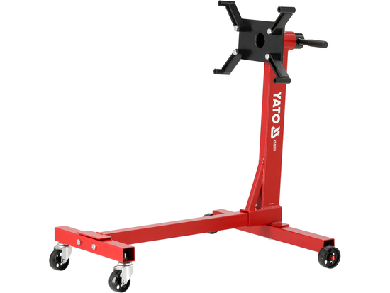 SZERELŐÁLLVÁNY MOTORHOZ, TERHELÉS 453 KG, FORGÓ ZÁRHATÓ FEJ, FÉM KEREKEK / KÉT KORMÁNYZÁS